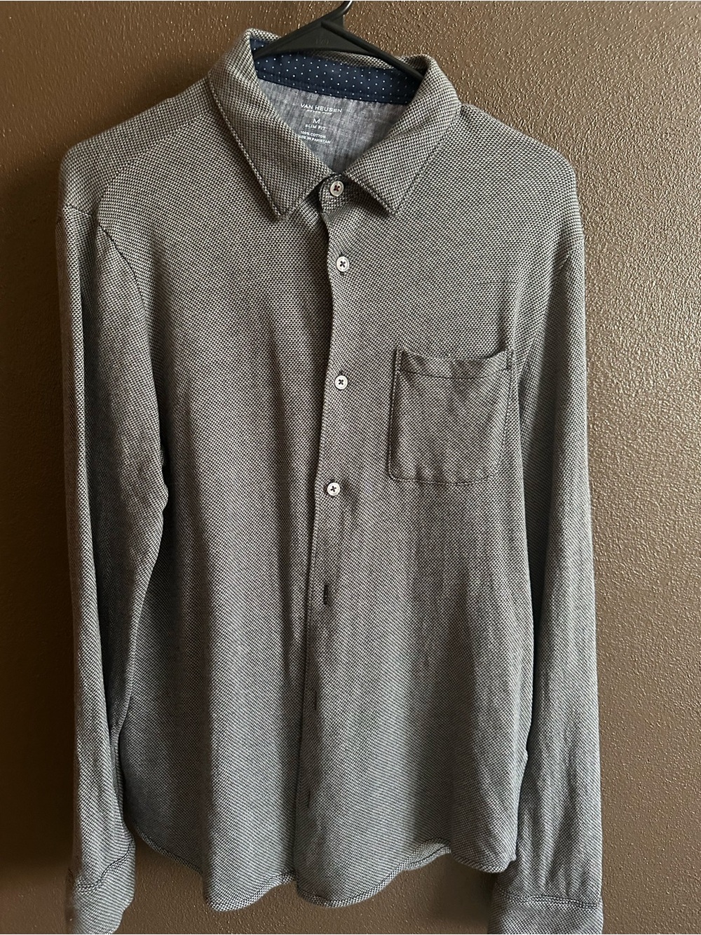 Van Heusen Men's Grey Long-Sleeve Button-Down Shirt
